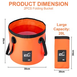 OdiuK Folding Bucket, 20L Handy Folding Bucket, Easy to Clean for Camping, Outdoor Portable Lightweight Buckets for Traveling Fishing Hiking Camping Boating