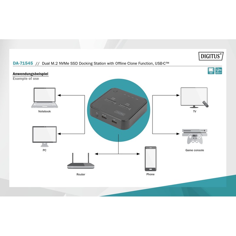 DIGITUS Dual M.2 NVMe SSD Docking Station - USB Type-C