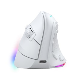 MARSGAMING MM-SK Wireless Vertical Gaming Mouse, Ergonomic RGB Chroma Lighting, Pixart 8000DPI Optical Sensor, Huano Mechanical Switches, 9 Programmable Buttons, Mouse Tri-Mode, White