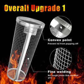 [Upgraded] Grill Basket 2 Pcs (Size XXL), Dishwasher Safe Rolling Grilling Baskets for Outdoor Grilling, Stainless Steel BBQ Grill Basket for Veggies, Grill Nets Cylinder, Gifts for Men/Dad