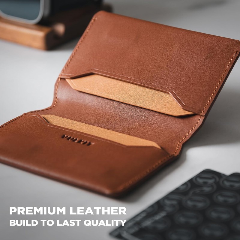 VULKIT Slim Minimalista Tarjetero RFID Bloqueo Tarjetero de Piel Cartera