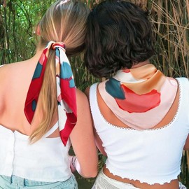 AIBFRID 27.5" Head Scarf for Women, Large Square Satin Hair Scarf Neck Silk Scarves Hair Wrap Bandanas For Sleeping