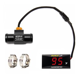 Motorcycle Water Temp Gauge Fahrenheit Display 32~248F Over-Temperature Alert, Universal Digital Temperature Meter with Temp Sensor Adapter for Most Car Marine Motorcycle Digital Meter(Red,16mm)