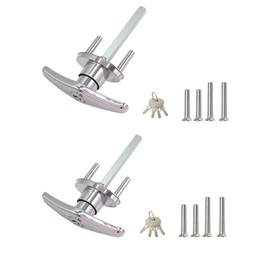 Garage Door Lock T-Handle Locks Latch Replacement Parts with 4 Keys, Mounting Hardware Included, Fit 1-3/8" to 2" Thick Doors, T-Handles Locking Set for Garage Door - 2pack