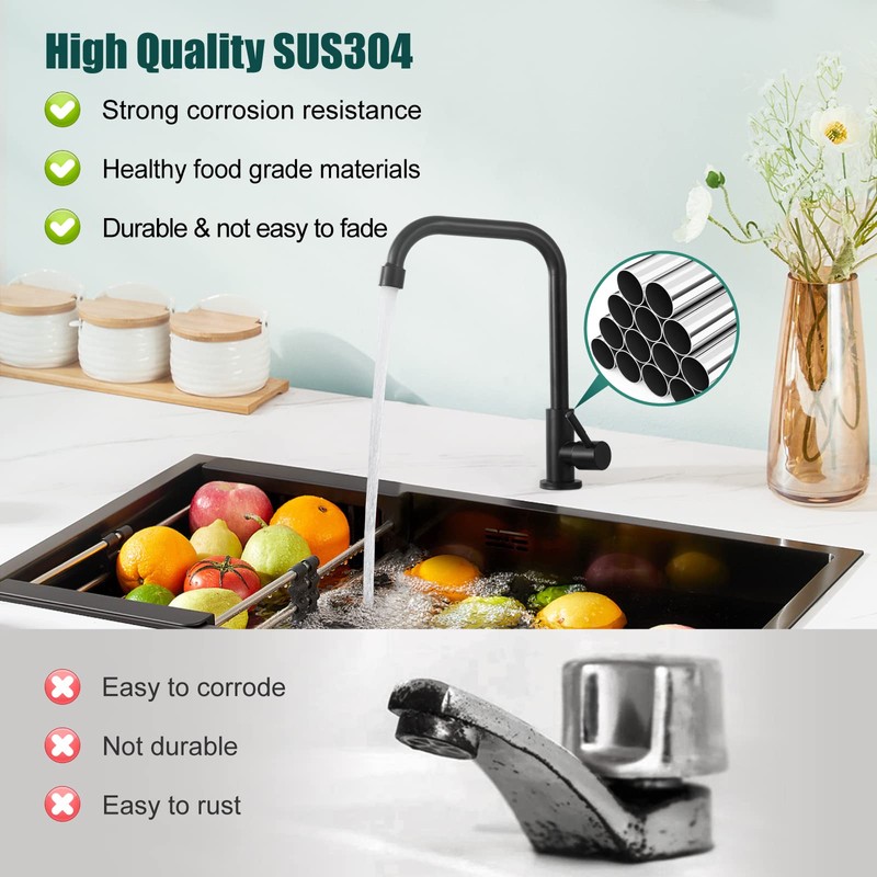 Heyalan Matte Black Faucet Cold Water Only Single Lever Handle