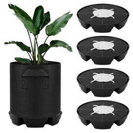 4pcs Auto Plant Watering Devices, Plastic Self-Watering Base with Cotton Fabric & Rope Automatic Autopots Water Planter Saucer Stand Trays for Greenhouse Indoors Grow Tents Grow Bags Accessories