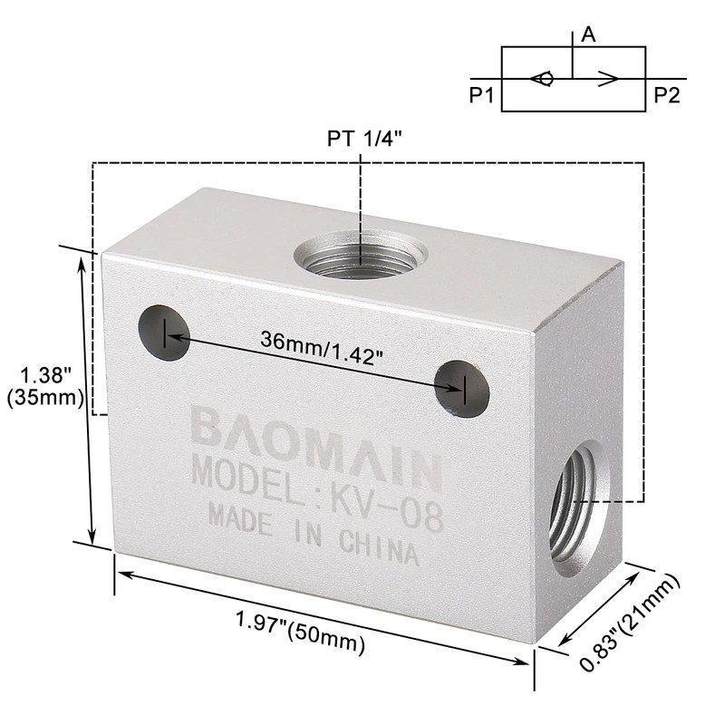 Baomain Aluminium Alloy One Way Quick Exhaust Air Shuttle Valve