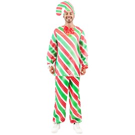 EraSpooky Christmas Candy Cane Costume Adult 3Pcs