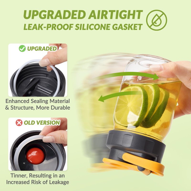 Soligt 6 Pack Mason Jar Lids, Regular Mouth Pour Spout