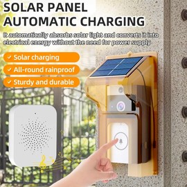 Smart Video Doorbell with Solar Charging, Wireless HD Camera, Waterproof Rain Cover, Two-Way Audio, Real-Time Mobile Monitoring
