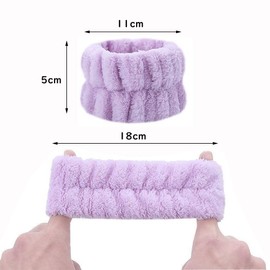 Samcos Wrist Bands for Face Wash 4 Pairs Wristbands Water Absorbing Quick Dry Elastic Soft Wash Bands Scrunchie Towel Wristband