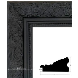 West Frames Bella French Ornate Embossed Wood Wall Picture Frame 2.5" Wide (8" x 10" Empty Frame Only, No Plexiglass, Black)