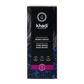 khadi Pure Indigo Plant Hair Colour, Hair Colour for Mysterious Deep Black to Shimmering Blue/Black, Natural Hair Colour, 100% Vegetable, Natural & Vegan, Certified Natural Cosmetics, 100 g