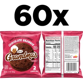 Grandma's Cookies, Chocolate Brownie, 2.5 Ounce (Pack of 60)