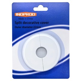INDPROD Wall Flange Pipe Cover 0.87 Inch, Fit 0.87" Outer Diameter Plumbing Pipe Tube, ABS Escutcheon Collar Pipe Cover Radiator, White Wall Flange Pipe Cover Split Decoration - 1 Pack (22mm)
