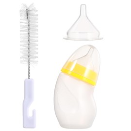 ULTECHNOVO Pet Feeding - 180ml Curved Neck Cat Kitten Puppy Feeding Bottle with Cleaning Brush and Replacement for Newborn Kittens Puppy(Random Color)