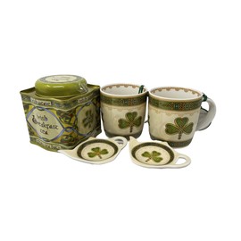 Royal Tara Irish Shamrock Celtic Set - Ceramic Coffee Mugs Tea Cups - Tea Bag Holders, Tea Tin of 50 Tea Bags - Made in Ireland (2)