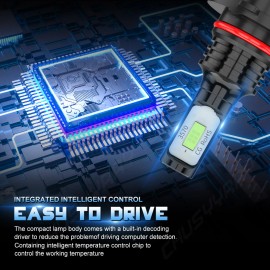 CHUSYYRAY 4x 9005+9006 LED Combo LED Headlight Kit Ice Blue Light Bulbs Hi/Low Beam 8000K