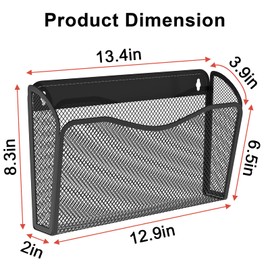 BOHDK Wall File Organizer, Mesh Hanging File Organizer, Home Office Organization and Storage, 6 Single Pockets Document Magazine Rack