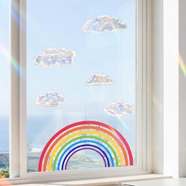 1 x Rainbow Window Stickers Rainbow Window Pictures White Clouds Rainbow Suncatcher Sticker Prism Rainbow Window Stickers Colourful Rainbow Clouds Window Sticker
