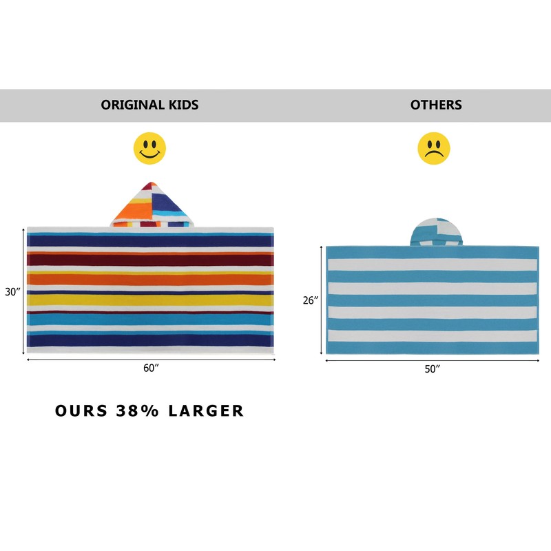 ORIGINAL KIDS Hooded Bath Towel Wrap - 100% Cotton Terry