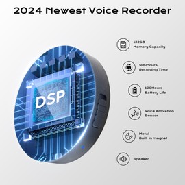 132G (9800 Hour) Voice Activated Recorder - Elasound Voice Recorder with AI-Intelligent Triple Noise Reduction, Portable Audio Recorder for Work, Lectures, Meetings【100H Continuous Recording Device】