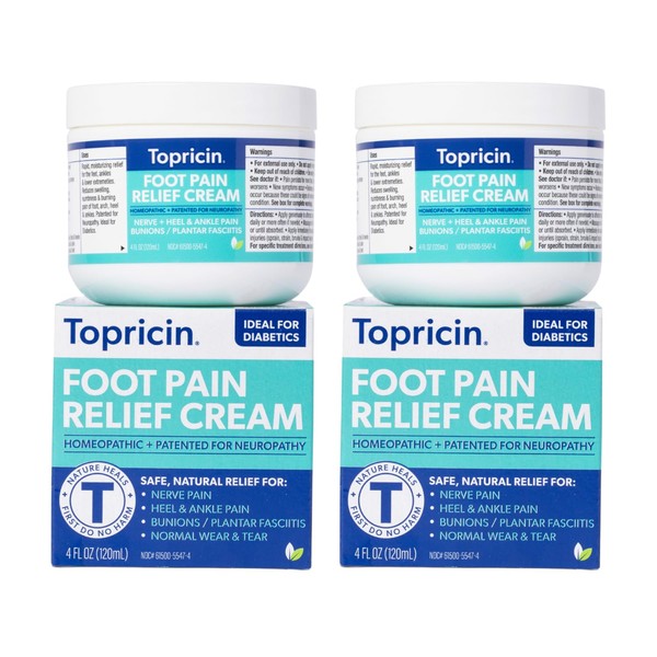 Topricin Foot Pain Relief Cream, 4 oz (Pack of 2)