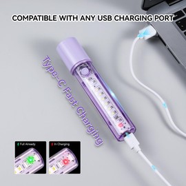 VAVOFO Purple LED EDC Flashlight - USB-C Rechargeable, Waterproof, Zoom Focus, 3 Modes, Red & Blue Emergency Strobe - Best for Outdoor, Tactical, and Survival Use