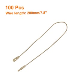 sourcing map Cotton Hang Tag String Snap Lock Pins Loop Price Tag Fastener Plastic Tags Ties Light Coffee 7.8 Inch Pack of 100
