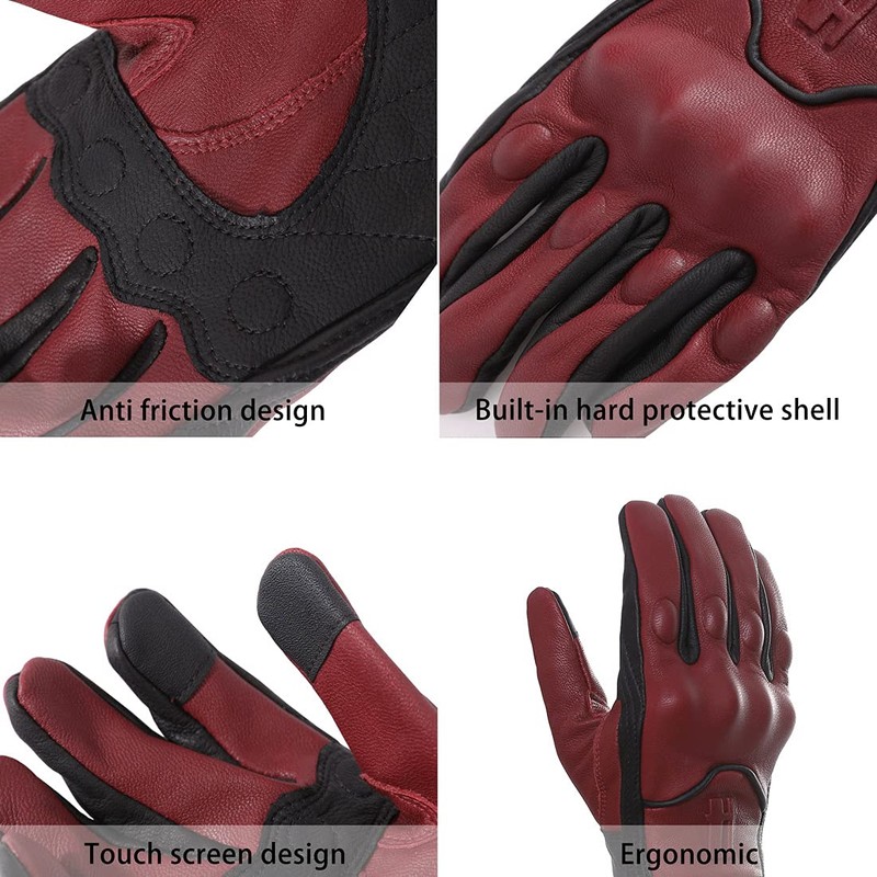 Harssidanzar Motorcycle Gloves for Men,Leather Touch Screen Riding Driving Gloves