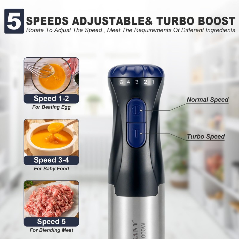 freebala Immersion Blender, 4 in 1 Hand Bender Max 1000W,