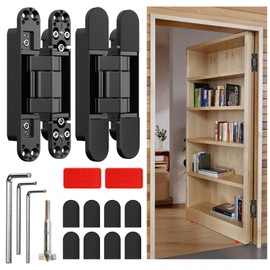 Loodmeo Ultra-Quiet Hidden Door Hinge,3D Micro-Adjustable for Flush Hidden Doors & Cabinets,177 lbs Capacity,180° Silent Swing,Suitable for Bedroom Doors, Study Doors, and Other Types of Doors.