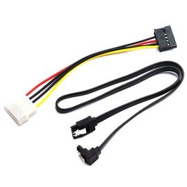 DZS Elec 1x 4 Pin IDE Power Adaptor: Molex Male to SATA Female HDD Cable + 1x SATA III Data Cable for DIY HDD Power & Data Transmission
