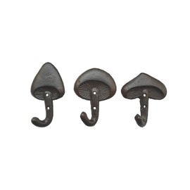 The Bridge Collection Set of 3 Cast Iron Mushroom Wall Hooks - Nature Inspired Toadstool Hangers - Mushroom Shaped Hanging Hook Trio Perfect for Entryway, Bathroom or Woodland Decor