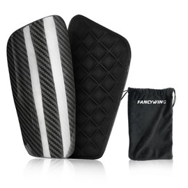 FANCYWING XS Carbon Fiber Soccer Shin Guards for Kids Youth Adults, 1 Pair Carbon Fiber Football Leg Guard Plates, Lightweight and Compact, Protective Soccer Equipment