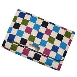 [Kyoto Raku~Traditional Japanese Miscellaneous Goods] Gusseted Business Card Case, Bean Ichimatsu Asaagi