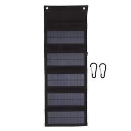 50W Portable Solar Panel Bag Monocrystalline Silicon 5 Folding Solar Panel Case for Outdoor Emergency Black