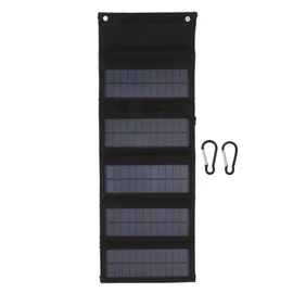50W Portable Solar Panel Bag Monocrystalline Silicon 5 Folding Solar Panel Case for Outdoor Emergency Black