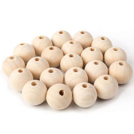 Foraineam 150 Pcs 1 Inch / 25mm Wood Beads Round Wooden Spacer Beads Unfinished Natural Wood Loose Beads