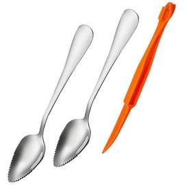 Grapefruit Spoon Serrated Edge Stainless Steel Fruit Knife Grapefruit Utensils Tool Dessert Spoons Orange Peeler Tool for Citrus Lemon Kiwi Salads (3PACK)