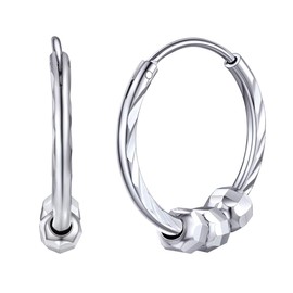 Silvora S925 Vintage Gypsy Women’s Hoop Earrings, Gold-Plated Hoop Earrings, Large Diameter Fashion Earrings, 925 Sterling Silver Women’s Hoop Earrings, Silver