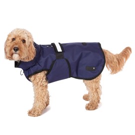 Danish Design 3-in-1 Dog Coat Navy, 41cm (16in) - All Weather, Waterpoof, Fleece-Lined, Reflective Raincoat for Dogs