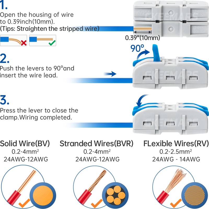 GKEEMARS 20 Pcs Wire Connector, 1 Conductor Compact Wire Splicing