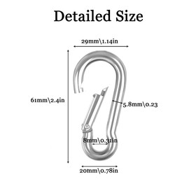 Eastrise Stainless Steel Carabiner Spring Snap Hook-304 Stainless Steel Heavy Duty Clips for Outdoor Hiking Camping Fishing(Not for Climbing) -6 Pcs