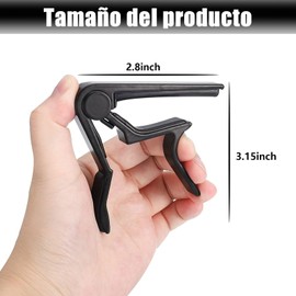 Capo de Guitarra para Principiantes, Capo de Cambio Rápido Para Guitarras Acústicas y Eléctricas, 2 Piezas (2PZS, Negro)