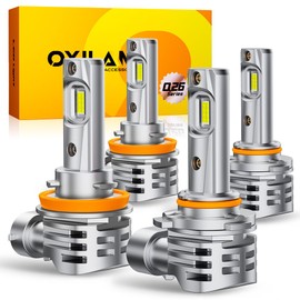 OXILAM H11 9005 LED Light Bulbs Combo, 56000 Lumens 700% Brighter 6500K Cool White Light, 1:1 Size 9005/HB3 H11/H9/H8 DRL Fog Light Replacement, IP68 Waterproof, Pack of 4