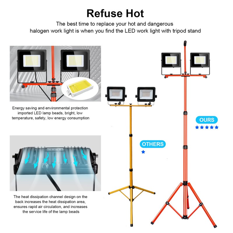 LEDMO 26000 Lumen Led Work Light with Tripod Stand 200W