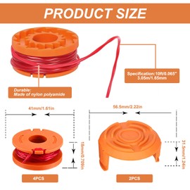4 Pcs Strimmer Spool for Worx, Trimmer Spool Replacement Trimmer Spool with 2 Spool Cover, Strimmer Spool Grass, Lawn Mower Line Worx Replacement for Argos McGregor MCT2X1825 CLGT18LG/1 WX150 Strimmer