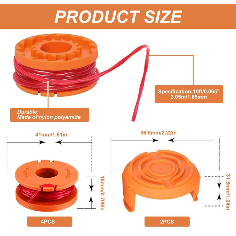 4 Pcs Strimmer Spool for Worx, Trimmer Spool Replacement Trimmer