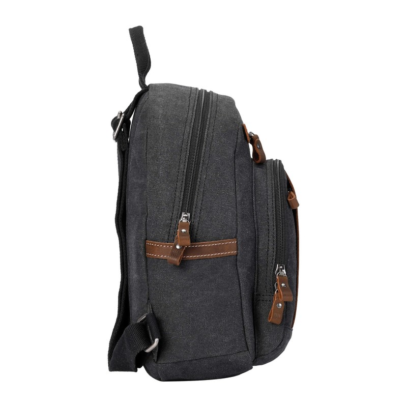 Troop London TRP0255 Classic Canvas Backpack - Black Stone Washed